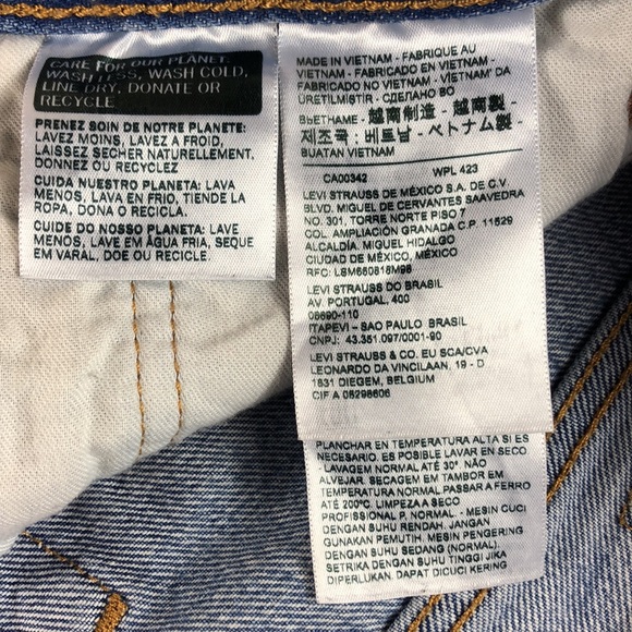 Levi's 501 Button Front Destroyed Straight Leg Denim Jeans - Picture 12 of 16